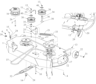 Deck Diagram and Parts List for ZT1-46KH (17CNA10)(2022) Cub Cadet Lawn Tractor